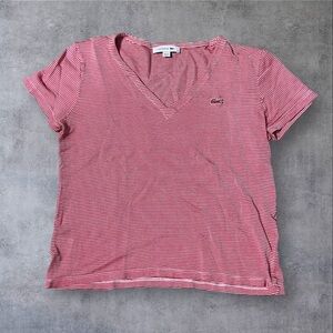 Women’s Lacoste Red V Neck Shirt Size 40